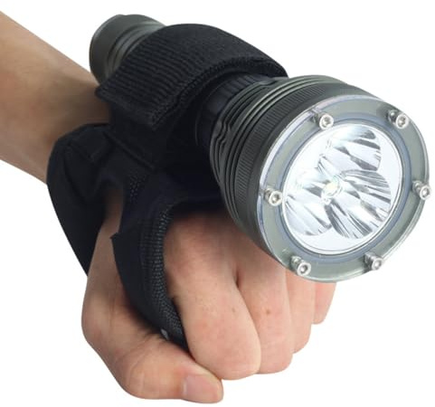 Ciieeo Porte-Lampe Torche de Plongée en Nylon Noir Dragonne Réglable Support Main pour Lampe Torche sous-Marine Ø25-33 MM Fixation par Bande Autocollante Type A Accessoire pour