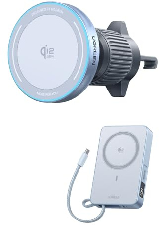 UGREEN 25W Batterie Externe 10000mAh avec 25W Chargeur Induction Voiture