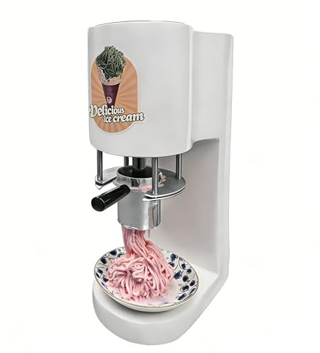Ostreemaner Automatische Spaghetti-Eispresse, 4 Austauschbare Formen Für Pasta-Desserts, Schnelle Extrusion in 8 Sekunden, Lebensmittelechter Edelstahl, Für Restaurants, Eisdielen, Imbisswagen White