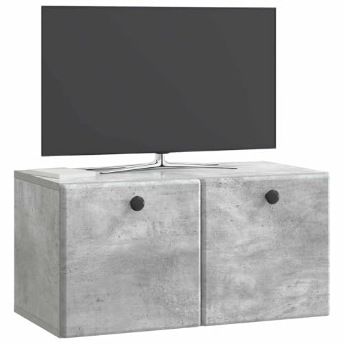 vidaXL Wandmontierter TV-Schrank 59,5 x 31 x 30 cm Betongrau, Wohnzimmeraufbewahrung, moderner Schrank, Wand-TV-Ständer, rechteckiges Design, viel Platz, praktische Möbel