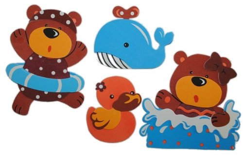 alles-meine.de GmbH 4 TLG. Set 3-D ! Wandtattoo/Fensterbild Moosgummi Teddy Wal Ente - 3-D Wandsticker/wasserfest - ideal auch für das Badezimmer
