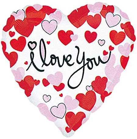 Amscan Folienballon * I LOVE YOU * in Herz-Form für Valentinstag oder einen romantischen Anlass // Ich liebe dich Metallfolie Helium Ballon (1 Stück)