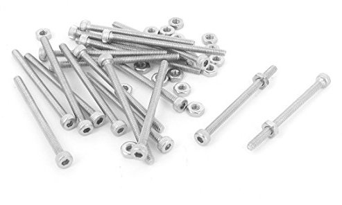 sourcing map – ® M2 x 30 mm cabeza hexagonal Knurled Cap Tornillos Tornillos Tuercas Set 20Pcs