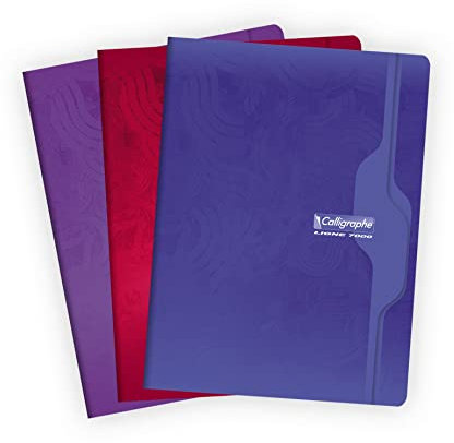 Calligraphe 7496C Un Cahier Agrafé (une Marque de Clairefontaine) - 24x32 cm - 140 Pages Grands Carreaux - Papier Blanc 70 g - Couverture Carte Recyclée Vernie - Couleur Aléatoire