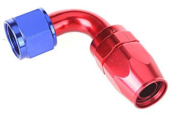 AN10 90 Degree Swivel Oil Fuel Pipe Hose End Fitting Adapter Aluminum Fuel Heater – Red