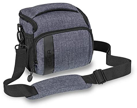 Pedea Kameratasche Fashion für Spiegelreflex DSLR SLR Spiegelreflexkamera Fototasche für DLSM Systemkamera mit Regenschutzhülle für Zubehör und Objektive, Gr. L grau