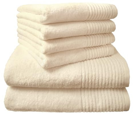 Dyckhoff 0410996205 Handtuchset Brillant, 2 Badetücher / Duschtücher 70 x 140 cm und 4 Handtücher 50 x 100 cm, 6-teilig, sekt