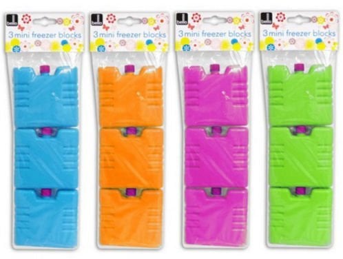New Set of 3 Mini Ice Brick Pack Block Blocks Freezer Cooler Bag Box Travel Picnic