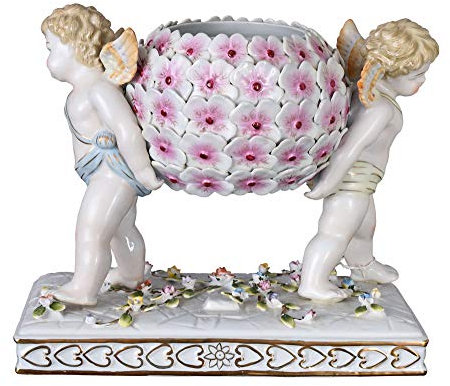 Blumenvase Porzellanfigur Antik Bowle Engel Porzellanvase Barock Dekoschale Amor OAP173 Palazzo Exklusiv