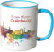 WANDKINGS® Tasse, Schriftzug Guten Morgen Duisburg! mit Skyline - BLAU