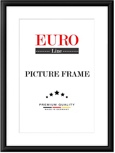EUROLine Holz Bilderrahmen 35 x 27 cm Schwarz Matt mit Antireflex-Acrylglas für | Foto | Poster | Puzzle Rahmen