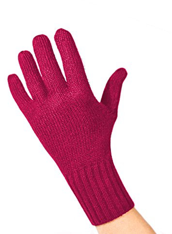 CASH-MERE.CH Edle 100% Kaschmir Handschuhe, Touchscreen tauglich für Herren (Rosa/Lipstick Rot, L/XL)