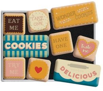 Nostalgic-Art Retro Kühlschrank-Magnete, 9 Stück, Wonder Cookies | Magnetset für Magnettafel, Vintage Design, Geschenk-Idee für Naschkatzen