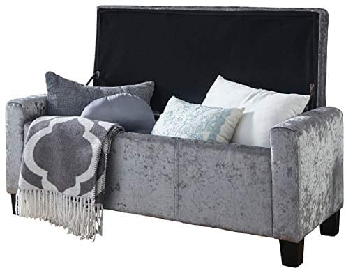 GFW - The Furniture Warehouse Verona Crushed Velvet Storage Bench (Grey)