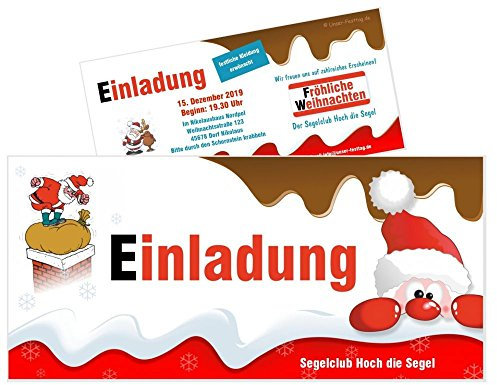 Einladungskarten Weihnachtsfeier Fete Party Wunschtext originell witzig lustig lecker Nikolaus wichteln, 100 Karten, 21 x 9,9 cm