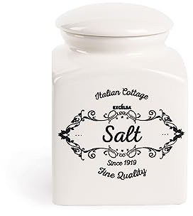 Excelsa Fine Quality Pot Sel, Céramique, Blanc Ivoire, Capacité : 700 ML.700