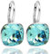 Ohrringe Blau Markenkristalle 925 Silber Türkis Aquamarine Kissenschliff NOBEL SCHMUCK