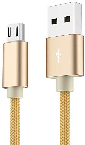 NWNK13® Compatible for Huawei P smart 2019 gold 3m Micro USB Charging & Sync cord Fast Charge USB to Micro USB Cable Lead Nylon Braided