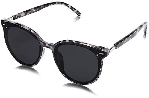 SOJOS Klassisch Retro Runde Sonnenbrille Damen Herren Groß Brille SJ2067 mit Demi Rahmen/Grau Linse