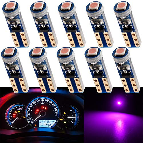 Ampoules LED T5 Rose W1.2W W2.3W pour Tableau de Bord 3030 SMD 60 Lumen DC 12V