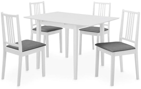 vidaXL Essgruppe 5-TLG. Tischgruppe Esstischset Esstisch Küchentisch Holztisch Tisch 4 Stühle Stuhl Sitzgruppe Esszimmergarnitur MDF Weiß