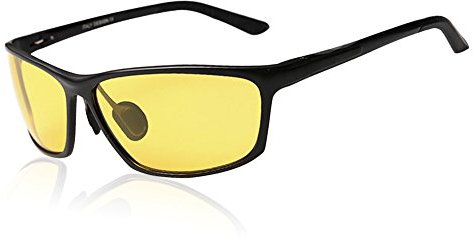 DUCO Herren und Damen Polarisierte Blendschutz Nachtfahrbrille HD Nachtsicht Gelb Fahrbrille 2179 (Schwarz)