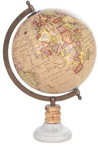 Rétro Décoration Globe Terrestre Pied en Bois et Pierre