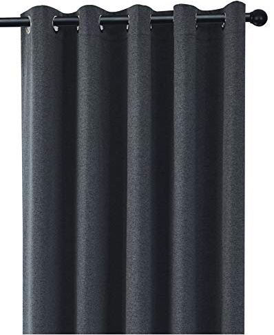 Coastline Luna brushed blackout eyelet curtains Charcoal Dark Grey thermal insulated window treatment 2 panels blinds floor curtains for bedroom,Livingroom,Kids nursery room Width 90 x Drop 54