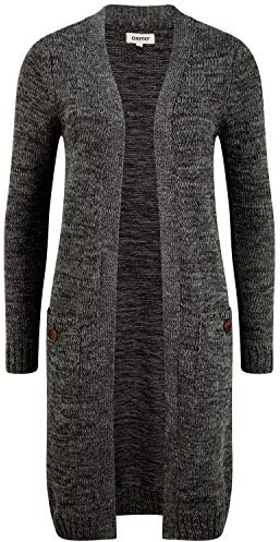 Oxmo Philetta Cárdigan Chaqueta De Punto Grueso Largo para Mujer, tamaño:M, Color:Black (799000)