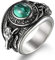 Flongo Herren-Ring Siegelring Männer Ring Daumenring aus Edelstahl Bandring Silber Türkis Davidshirsch Motorradfahrer Biker Herren-Accessoires Größe 62