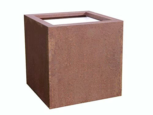 Pflanzkübel aus Cortenstahl, rostfarben 50x50x50
