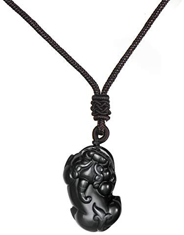 Thajaling Pixiu Pi Yao Schwarzer Obsidian Anhänger Feng Shui Amulett Talisman Reichtum Glück Feng Shui Anhänger Halskette