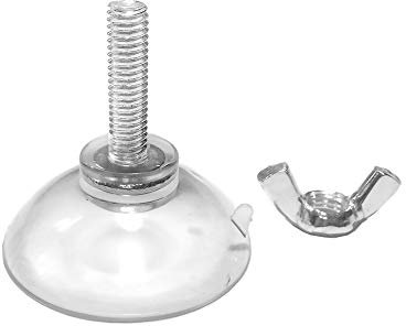 DANXQ Gancho de ventosa de PVC transparente fuerte M6, rosca de extensión de 0.86 a 0.86 pulgadas, diámetro de la ventosa de 1.75 a 1.7 pulgadas (12 unidades, L-M6-D44-WING NUT)