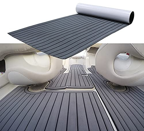 MIJOBS Grey EVA Foam Faux Boat Decking Sheet Self-adhesive Non-slip Teak Decorative Board Teak Floor Mat for Boats, Sailing, Yacht, RVs, Marine, Home