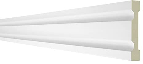 2 Meter Flachleiste 120x26mm - Stuckprofil aus PU glatt, weiß, stoßfest - AD362 Hexim Perfect Serie 1 - Deckenleiste Flachleiste Wandleiste Profil