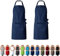 EllaTex DOPPELPACK Damen/Herren/Unisex Schürze Kochschürze Kellnerschürze Bistroschürze Küchenschürze Grillschürze Latzschürze 100% Baumwolle, Farbe: 2er PACK Dunkelblau