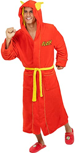 Funidelia | Flash Bademantel für Herren - Superhelden, DC Comics - Lustige Geschenke für Erwachsene an Weihnachten, Geburtstag und anderen Anlässen - Größe L-XL - Rot