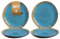 palmer 4 x Lotus Teller flach, Steingut, Ø 20,5 cm, spülmaschinenfest, für ein 4 Personen Gedeck, außen dunkelbraun matt, innen türkis glänzend, Farbverlauf.