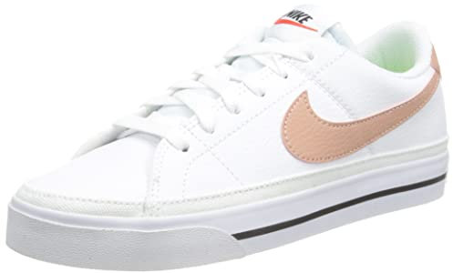 Nike Women's Court Legacy Sneakers, White Rose Whisper Team Orange Black, 41 EU