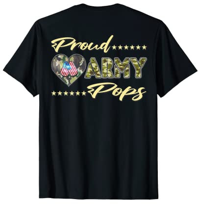 Herren Proud Army Pops US-Flagge Erkennungsmarke Herz Militär Opa Geschenke T-Shirt