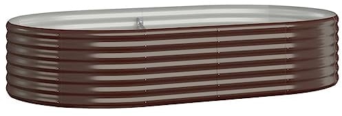 vidaXL Hochbeet, Wetterfestes Hochbeet für Garten Balkon Terrasse, Kräuterhochbeet zum Selber Bauen, Pflanzkasten aus Metall, Pulverbeschichteter Stahl Braun