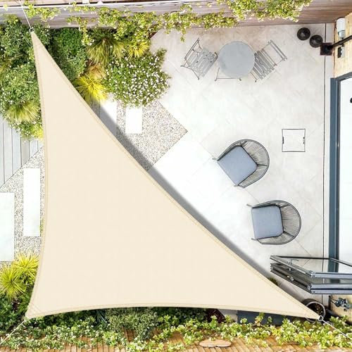 AXT SHADE Sonnensegel Wasserdicht Dreieck Rechtwinklig 3x3x4,25m Wetterschutz Sonnenschutz PES Polyester mit UV Schutz für Terrasse Balkon Garten-Helles Khaki