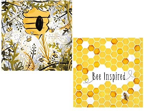 Bienenparty-Servietten, 2 Stück, 20 Stück, Cocktail-Servietten, inspiriert von Bienenaven und Bienen
