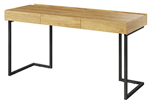 Mirjan24 Schreibtisch Teen Flex 150 3S TF04, Arbeitstisch mit 3 Schubladen, Computertisch, Bürotisch, Kinderschreibtisch, Schülerschreibtisch (Hikora Natur, mit Füße)
