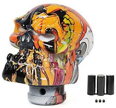 Universal Manuell Auto Schaltknauf Skeleton Skull Schädel Schaltknüppel Totenkopf Schädel Kopf Auto Schaltknauf Schaltkopf Gear Shifter Knob Schalthebelknauf für meisten Fahrzeuge mit Schaltgetriebe