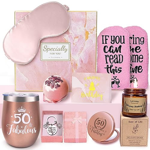 LEEGOHI 50th Birthday Gifts for Her Born in 1974, Happy Hamper Pamper Set Present Basket, Funny 50 Years Old Gift Ideas for Women Friends Sisters Wife Bestie Girlfriend Mum for Christmas Anniversary