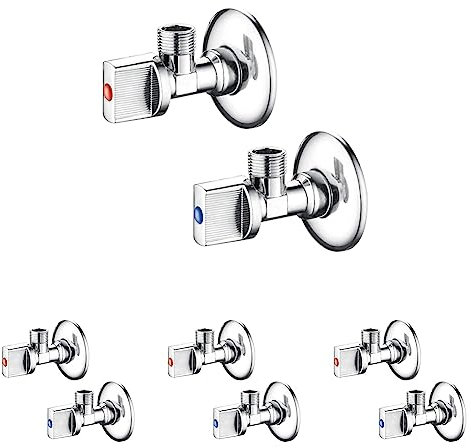 Ibergrif - Angled Water Isolating Valves Wall Mounted Basin Sink 1/2 x 1/2 BSP, Warmer System, 2pcs/Set, Chrome Brass (Pack of 4)