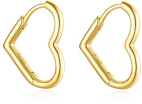 Jrêveinfini Herz Ohrringe Creolen Gold Silber 925 Damen Mädchen Kinder, Herz Creolen Gold Silber 925, Modeschmuck Ohrringe Nickelfrei Damen, Weihnachten Geschenk für Frauen Mädchen Mama