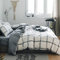 AShanlan Bettwäsche Kariert Schwarz Weiß 220x240 cm 3 Teilig Microfaser Modern Karomuster Grau Weiß Wendebettwäsche Set mit Kissenbezug 80x80 cm Reißverschluss