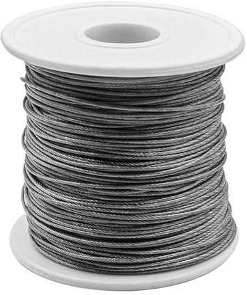 100 m ZONADAH 304 1 mm de alambre de acero inoxidable recubierto de vinilo para colgar marcos de fotos, cuerda de alambre resistente, pinzas de crimpado, manguito de bucle, adecuado para decoración